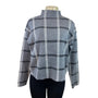 Max Studio Gray & White Plaid Mock Neck Long Sleeve Sweater Women's Size L