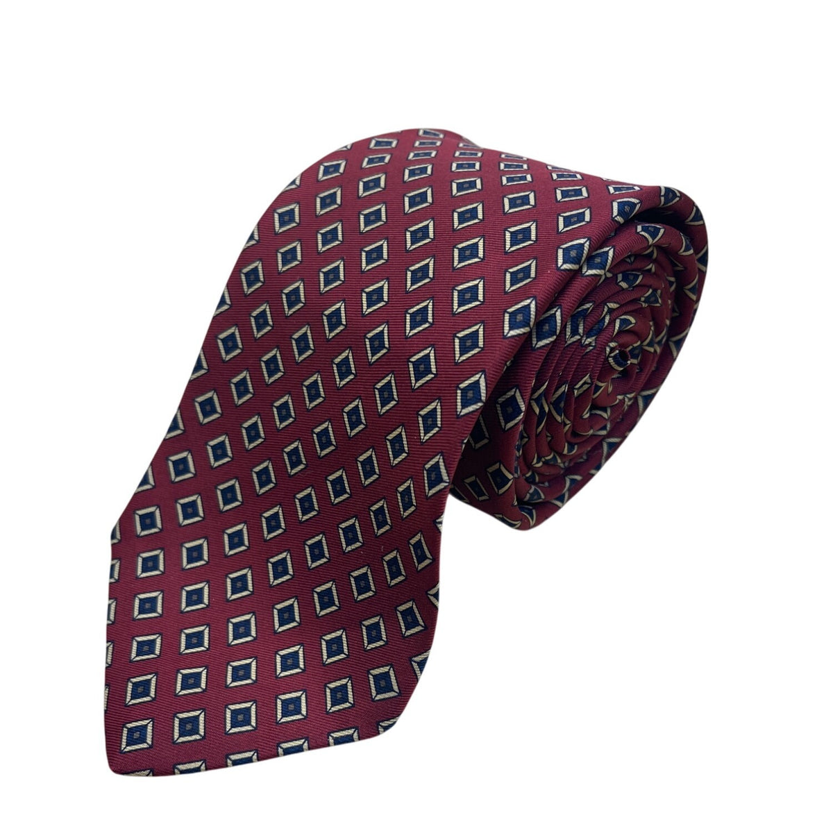 Vintage Brooks Brothers Mens Burgundy Silk Patterned Necktie Printed In England