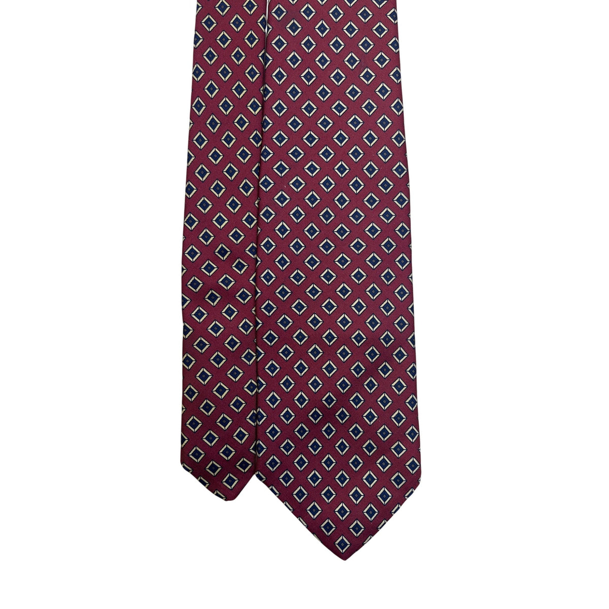 Vintage Brooks Brothers Mens Burgundy Silk Patterned Necktie Printed In England