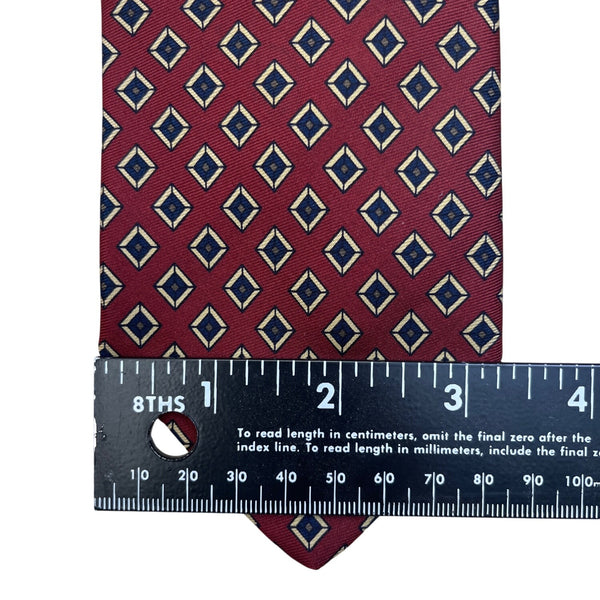 Vintage Brooks Brothers Mens Burgundy Silk Patterned Necktie Printed In England