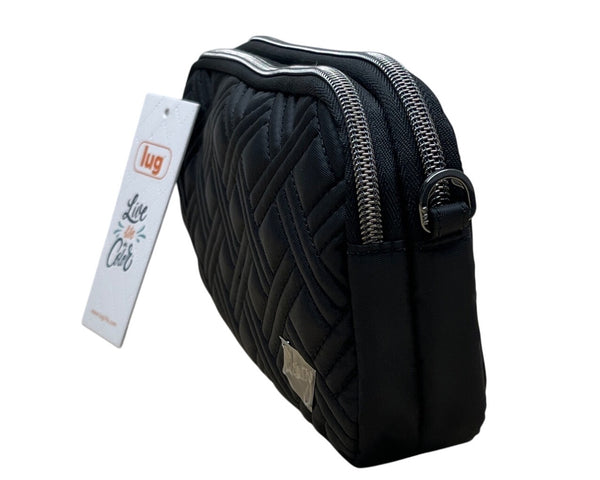Lug Quilted Black Stitching Adjustable Strap Multi Pocket Coupe XL Crossbody Bag