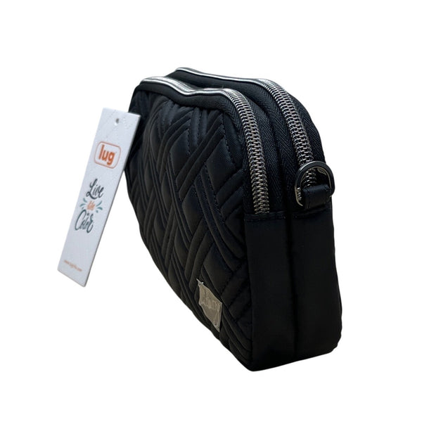 Lug Quilted Black Stitching Adjustable Strap Multi Pocket Coupe XL Crossbody Bag