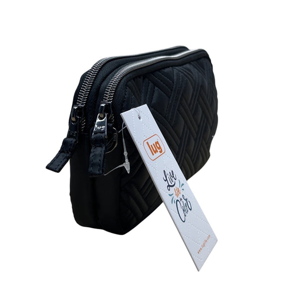 Lug Quilted Black Stitching Adjustable Strap Multi Pocket Coupe XL Crossbody Bag