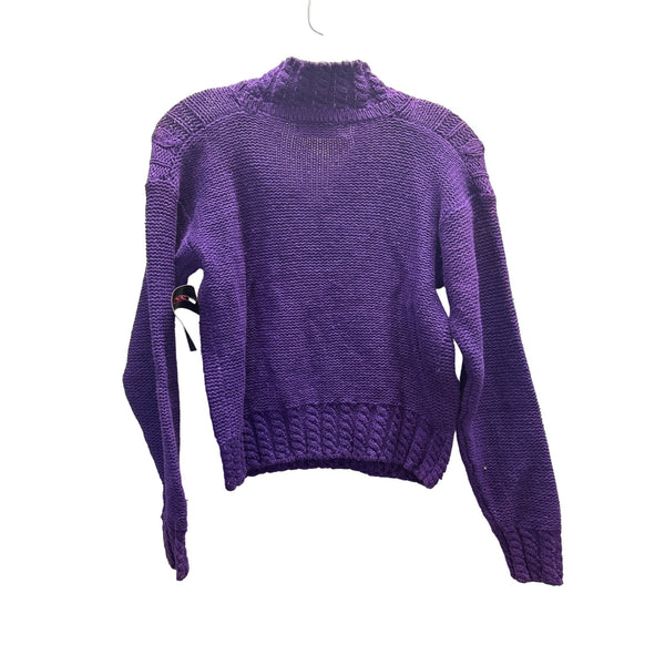 Quarters Womens Purple Cable-Knit V-Neck Sweater 55% Ramie 45% Cotton Size Small NWT