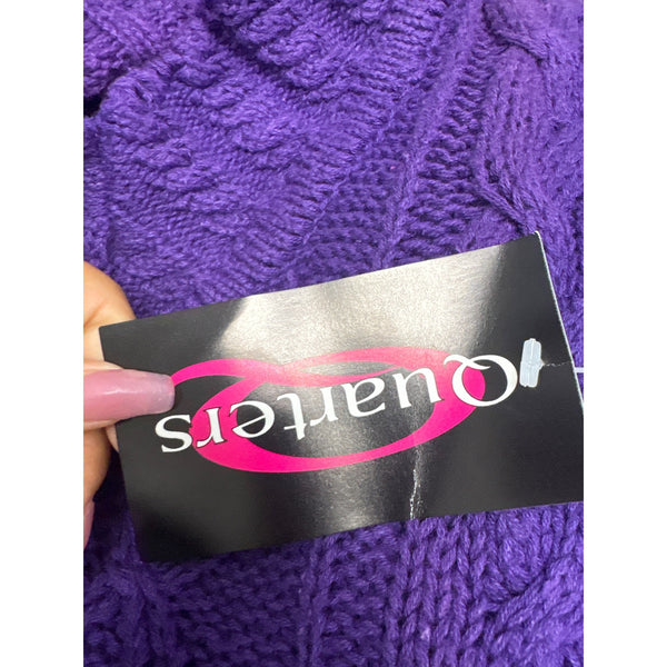 Quarters Womens Purple Cable-Knit V-Neck Sweater 55% Ramie 45% Cotton Size Small NWT