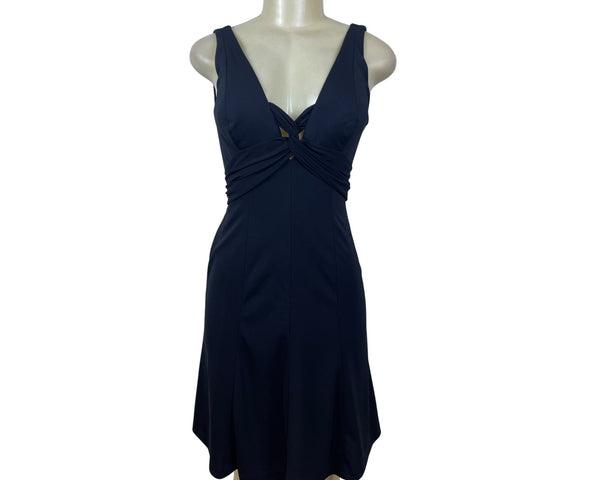 White House Black Market Womens Black V-Neck Ruched Sleeveless Dress Size 4