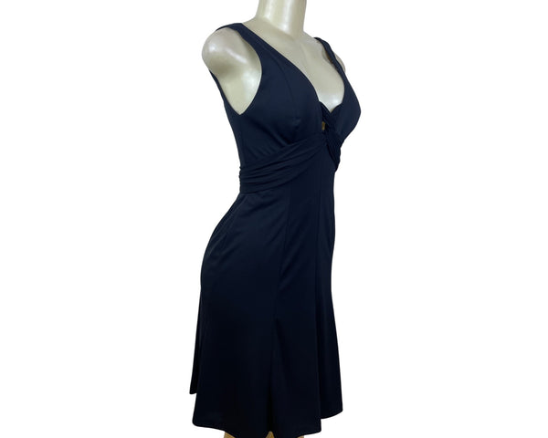 White House Black Market Womens Black V-Neck Ruched Sleeveless Dress Size 4