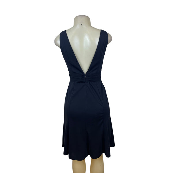 White House Black Market Womens Black V-Neck Ruched Sleeveless Dress Size 4