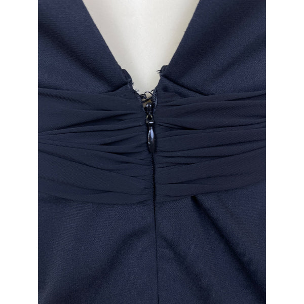 White House Black Market Womens Black V-Neck Ruched Sleeveless Dress Size 4