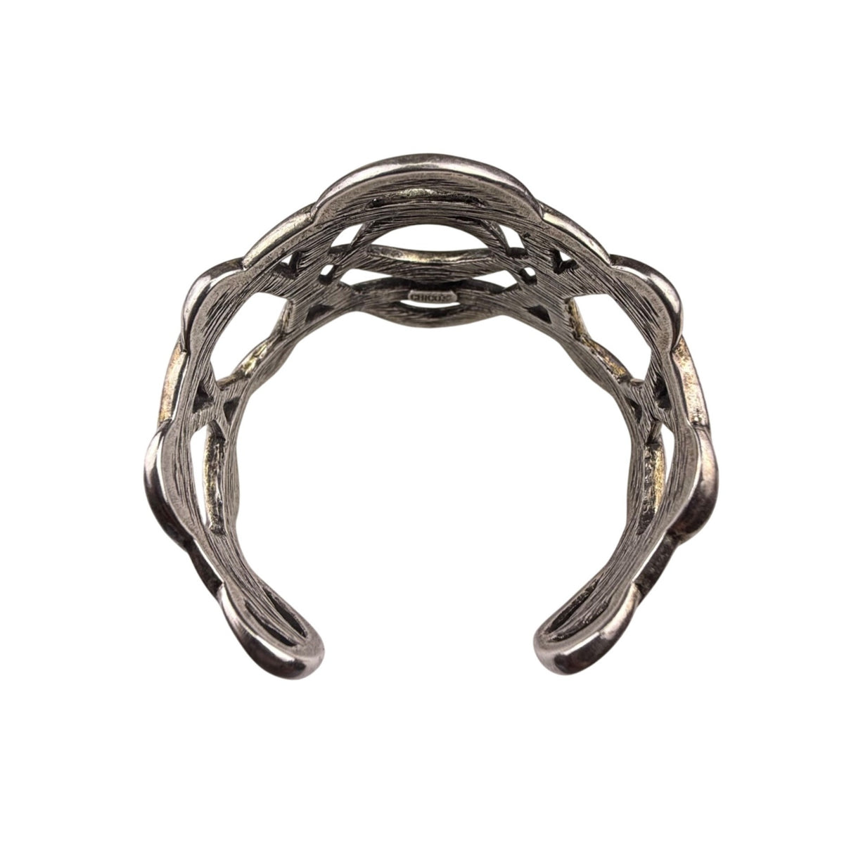 Chicos Silver Tone Woven Cuff Bracelet For Women Textured Metal Art Design OS