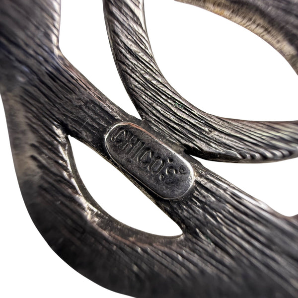 Chicos Silver Tone Woven Cuff Bracelet For Women Textured Metal Art Design OS