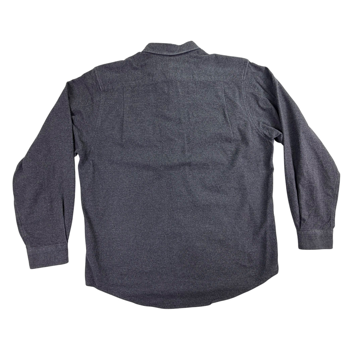 Lands End Mens Gray Cotton Button-Up Long Sleeve Shirt Pocketed Casual Size L