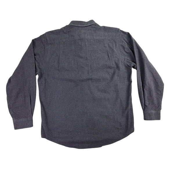 Lands End Mens Gray Cotton Button-Up Long Sleeve Shirt Pocketed Casual Size L