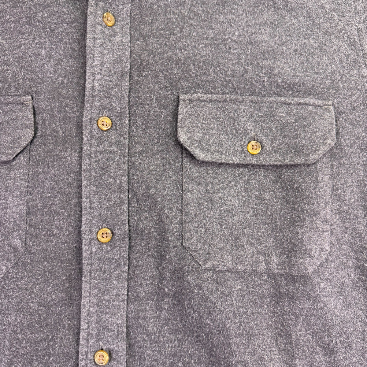 Lands End Mens Gray Cotton Button-Up Long Sleeve Shirt Pocketed Casual Size L