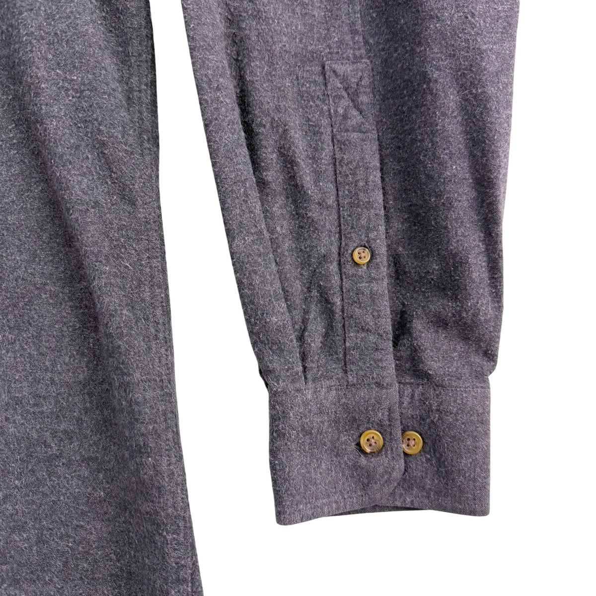 Lands End Mens Gray Cotton Button-Up Long Sleeve Shirt Pocketed Casual Size L