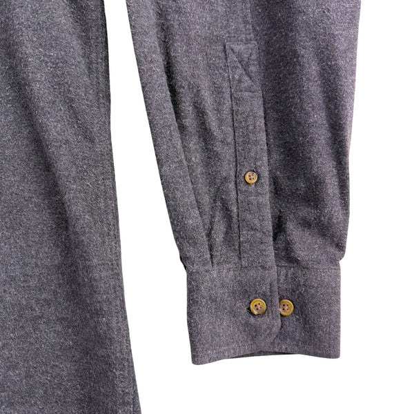 Lands End Mens Gray Cotton Button-Up Long Sleeve Shirt Pocketed Casual Size L