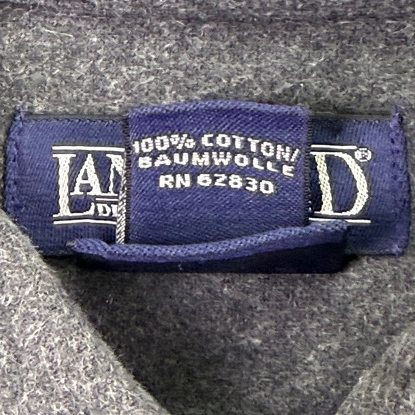 Lands End Mens Gray Cotton Button-Up Long Sleeve Shirt Pocketed Casual Size L