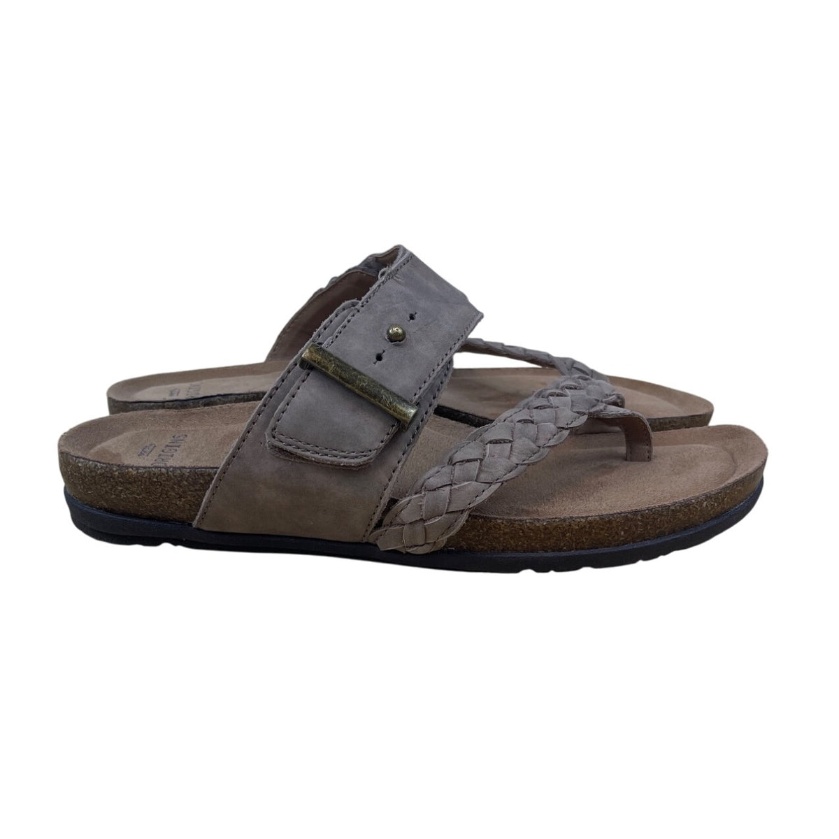 Earth Origins Womens Coco Brown Leather Braided Strap Orono Onida Sandals Sz 8.5