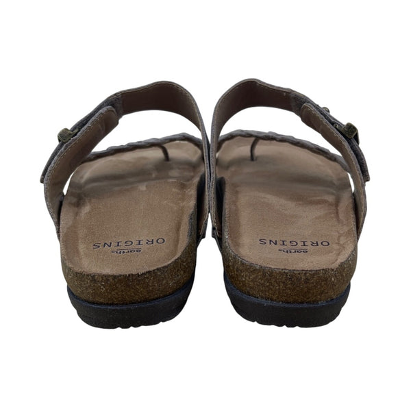 Earth Origins Womens Coco Brown Leather Braided Strap Orono Onida Sandals Sz 8.5