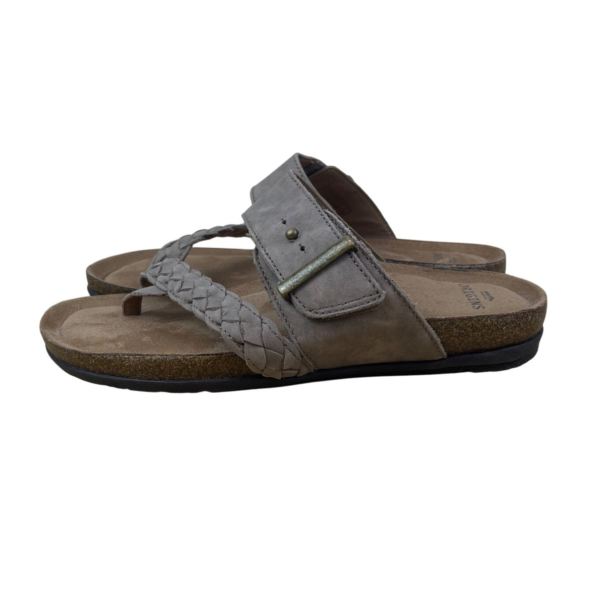 Earth Origins Womens Coco Brown Leather Braided Strap Orono Onida Sandals Sz 8.5