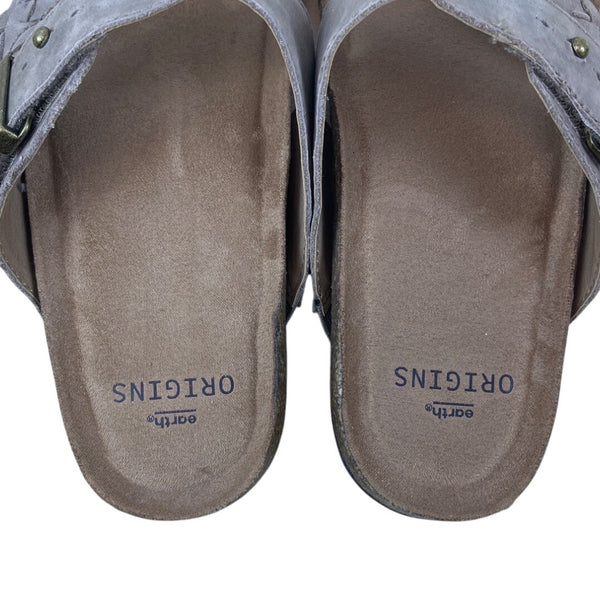 Earth Origins Womens Coco Brown Leather Braided Strap Orono Onida Sandals Sz 8.5