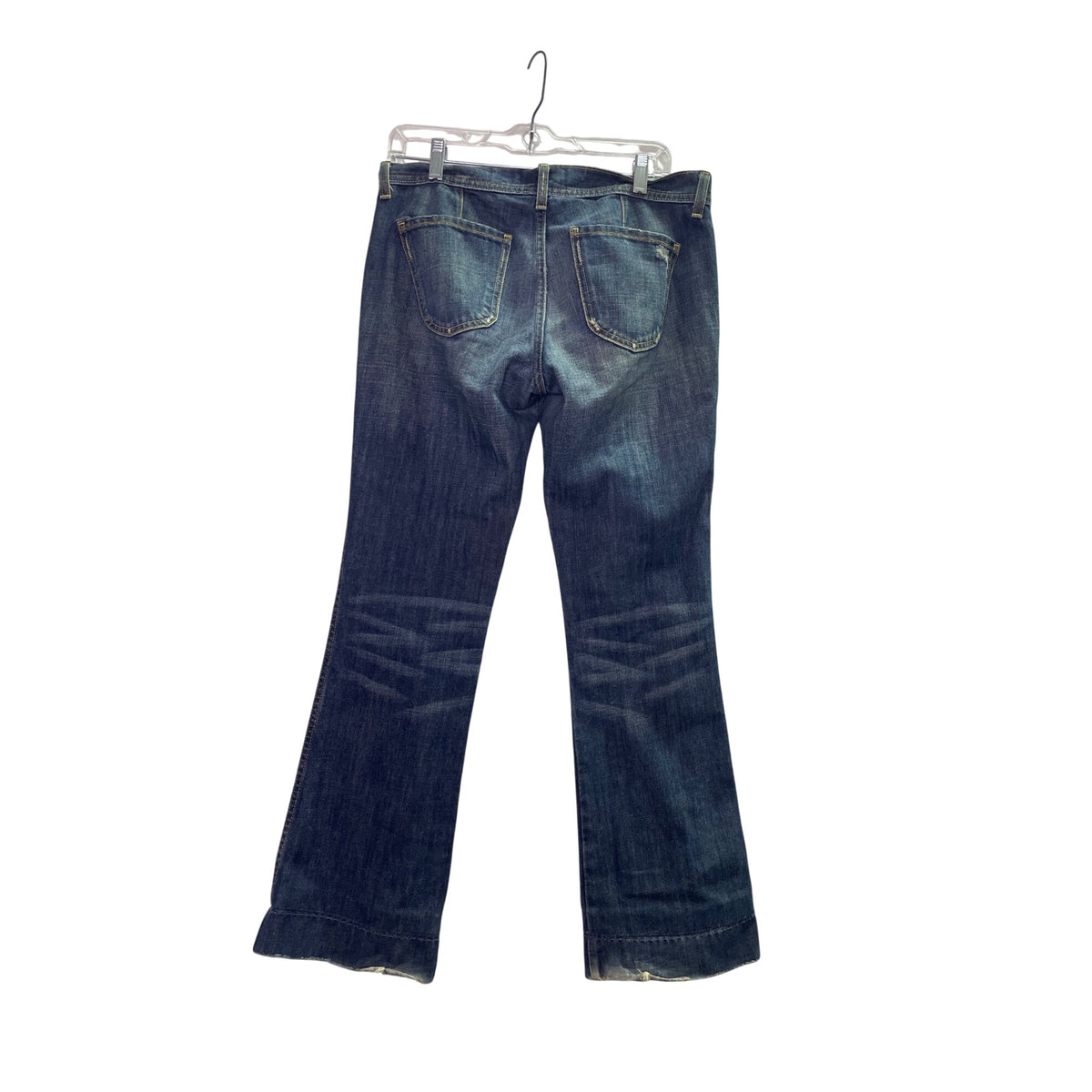 Old Navy Womens Blue Cotton Ultra Low Rise Slim Bootcut Distressed Jeans Size 6