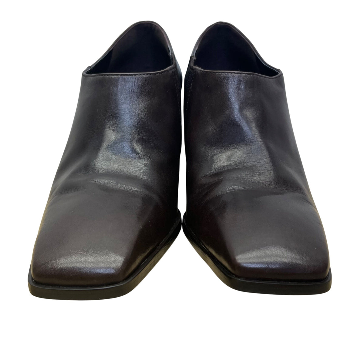 Nickels Women’s Brown Leather Block Heel Slip-On Rabbit Dress Shoes Size 8.5M