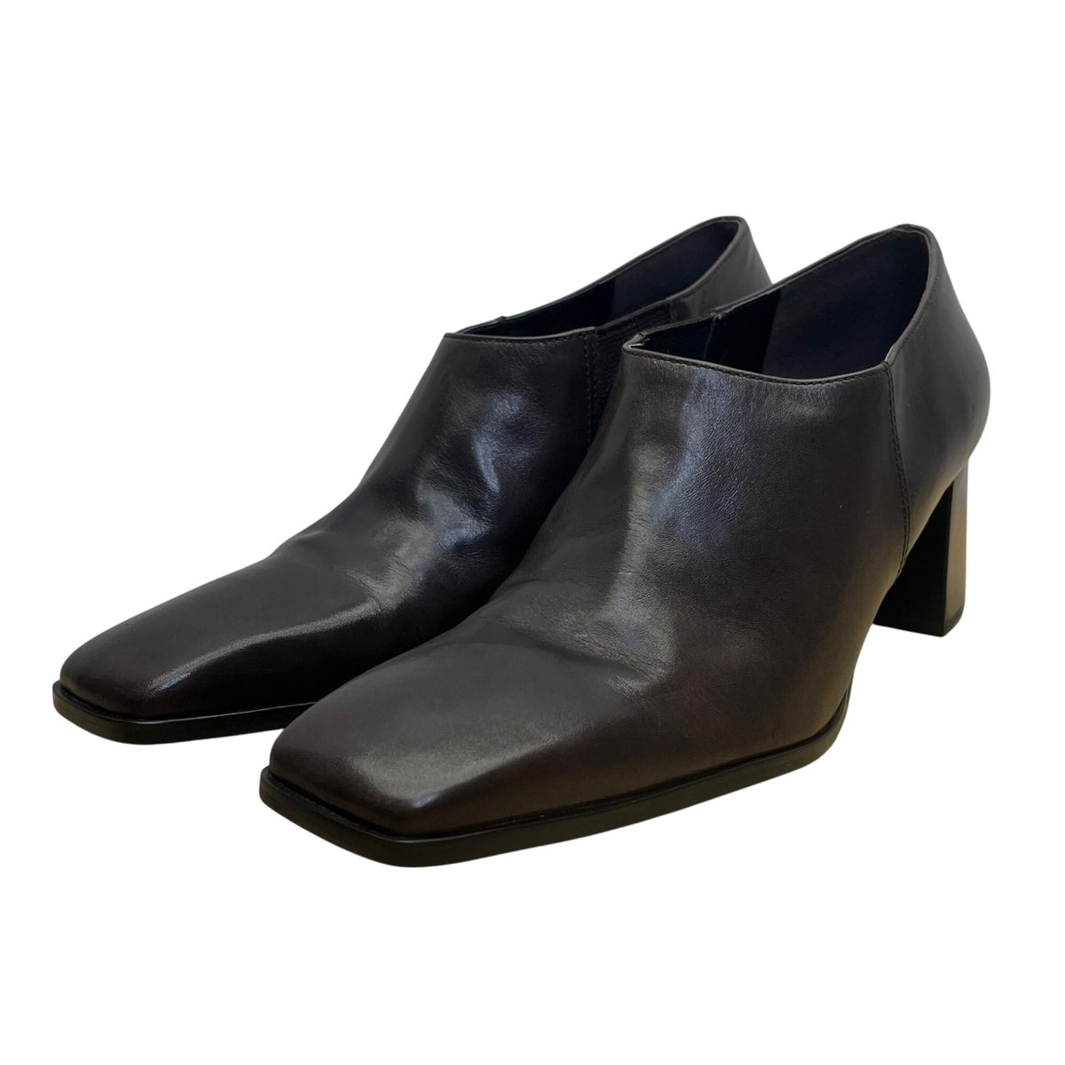 Nickels Women’s Brown Leather Block Heel Slip-On Rabbit Dress Shoes Size 8.5M