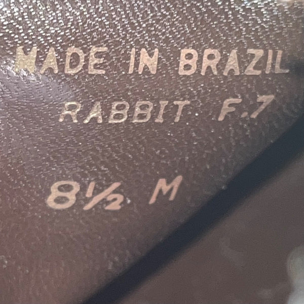 Nickels Women’s Brown Leather Block Heel Slip-On Rabbit Dress Shoes Size 8.5M