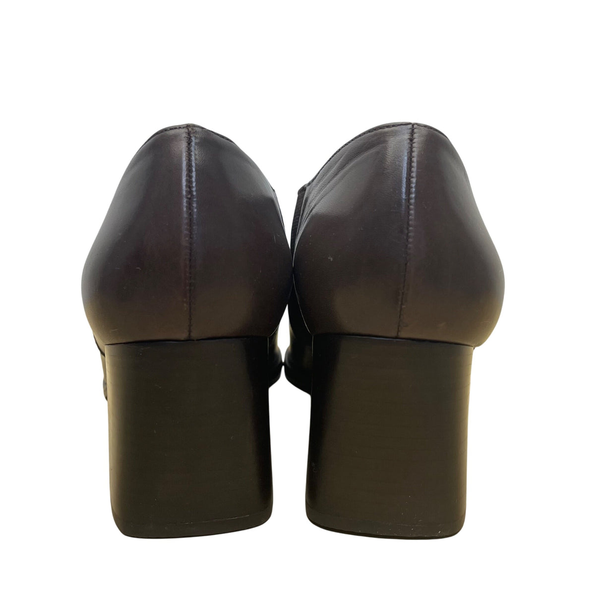 Nickels Women’s Brown Leather Block Heel Slip-On Rabbit Dress Shoes Size 8.5M