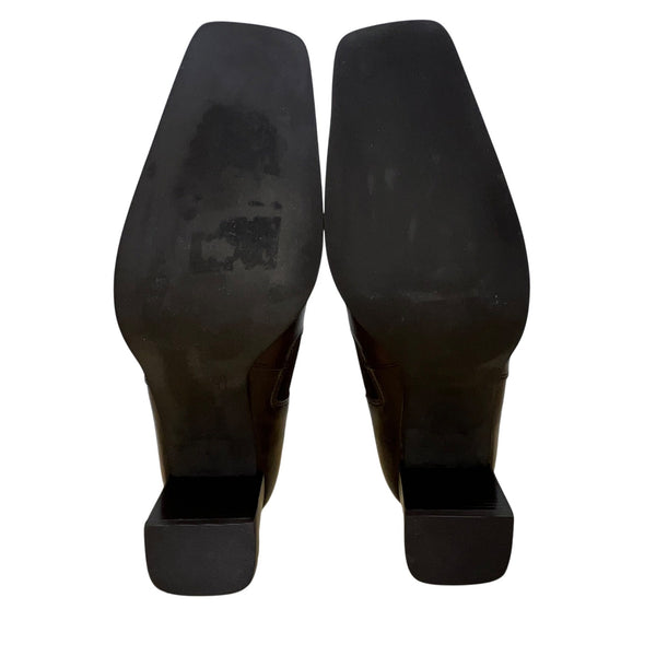 Nickels Women’s Brown Leather Block Heel Slip-On Rabbit Dress Shoes Size 8.5M