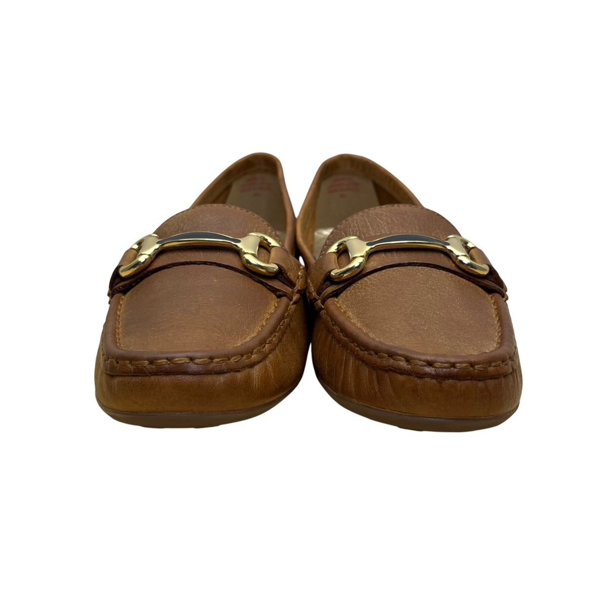 Marc Joseph Grand St Women’s Brown Leather Gold Bit Slip-On Loafers Size 9.5