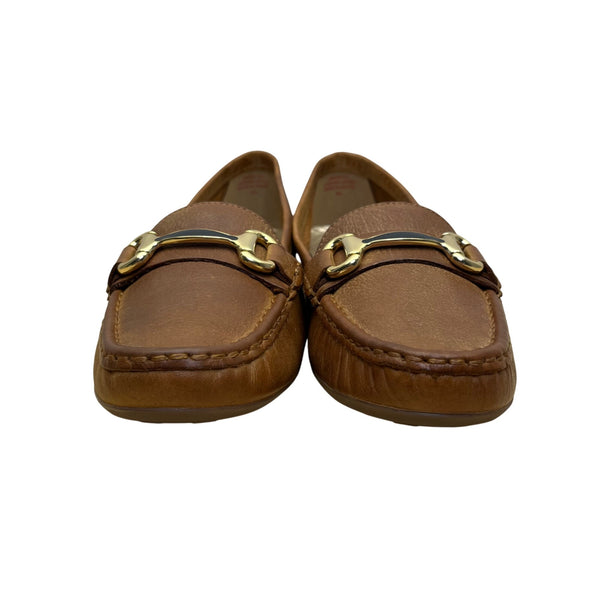 Marc Joseph Grand St Women’s Brown Leather Gold Bit Slip-On Loafers Size 9.5
