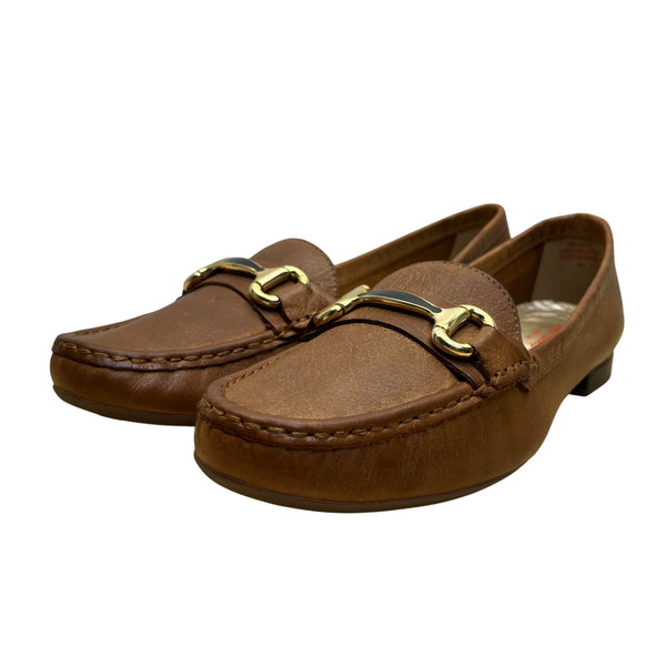 Marc Joseph Grand St Women’s Brown Leather Gold Bit Slip-On Loafers Size 9.5