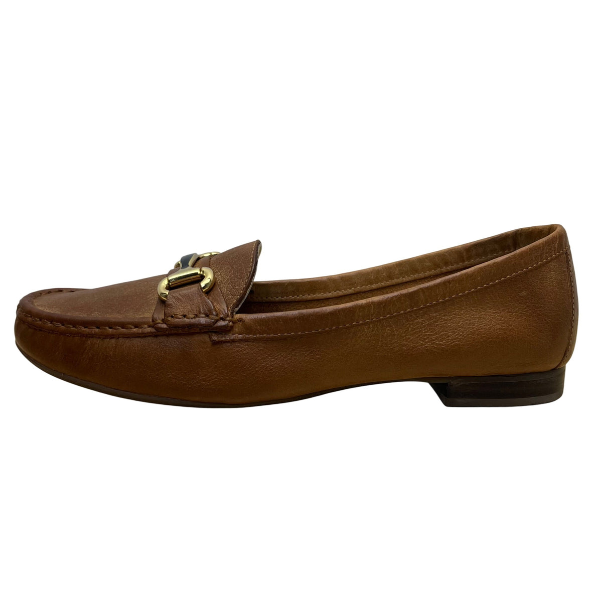 Marc Joseph Grand St Women’s Brown Leather Gold Bit Slip-On Loafers Size 9.5