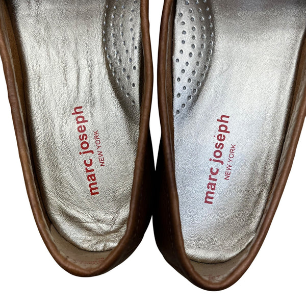 Marc Joseph Grand St Women’s Brown Leather Gold Bit Slip-On Loafers Size 9.5