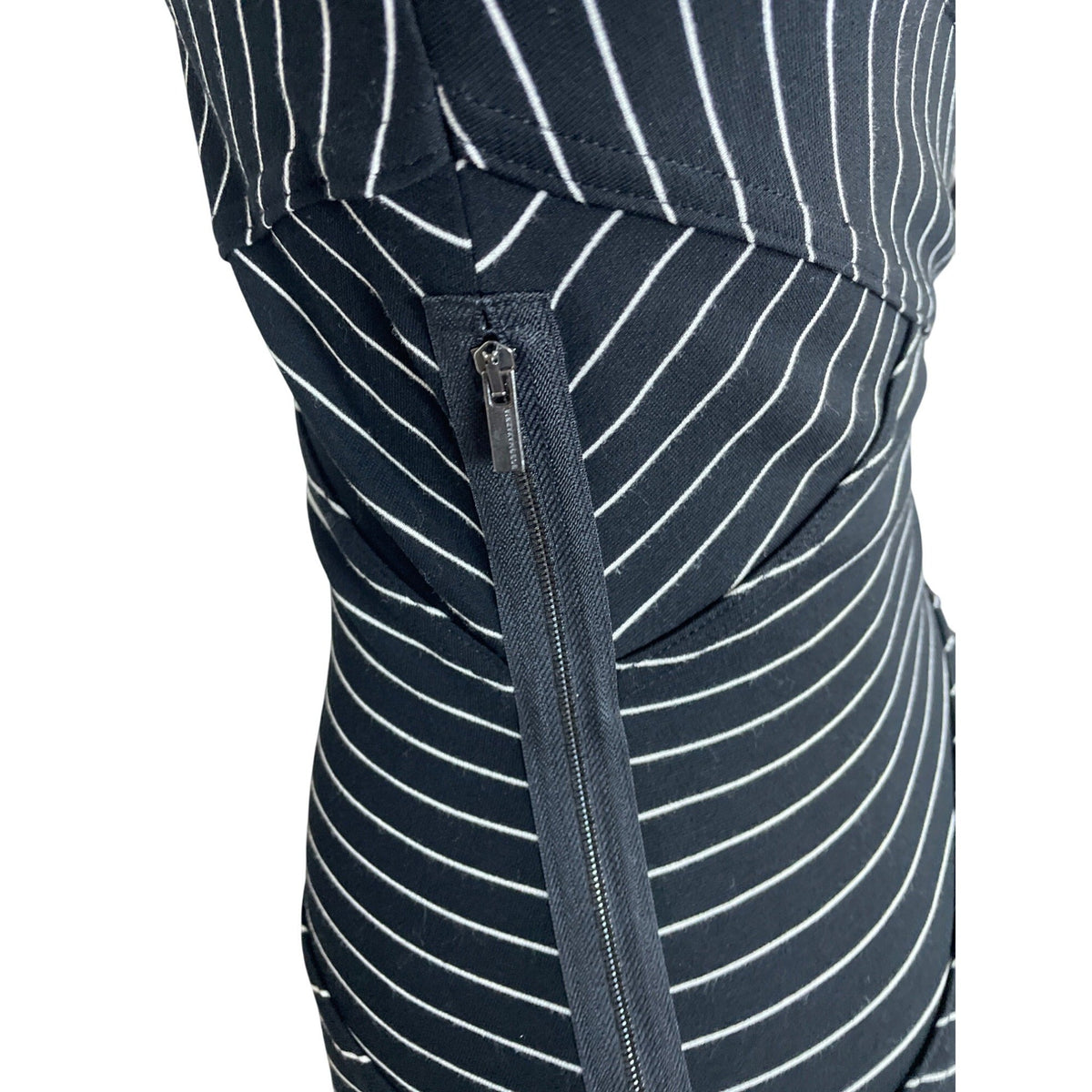 BCBG Max Azria Womens Black & White Striped Bodycon Layered Dress SIze 4