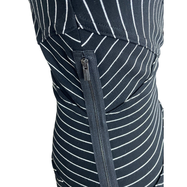 BCBG Max Azria Womens Black & White Striped Bodycon Layered Dress SIze 4