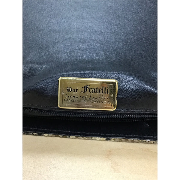 Due Fratelli Womens Beige Snakeskin Crossbody Bag Genuine Leather With Zip Closure