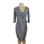 Gilli Womens Navy & White Wrap Dress With Geometric Pattern Sz XS