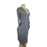 Gilli Womens Navy & White Wrap Dress With Geometric Pattern Sz XS