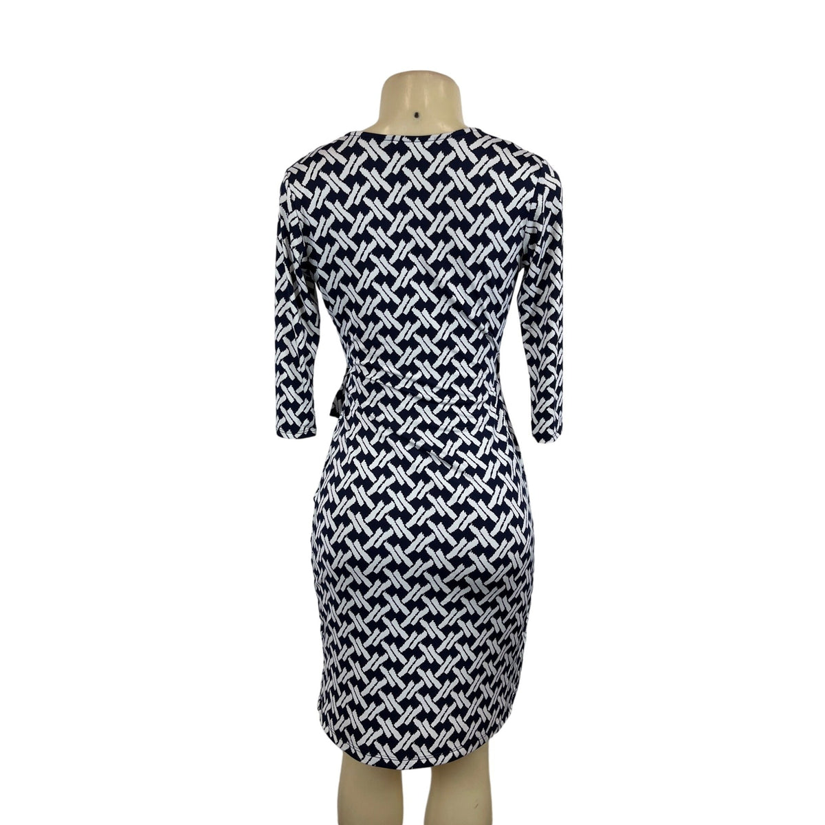 Gilli Womens Navy & White Wrap Dress With Geometric Pattern Sz XS