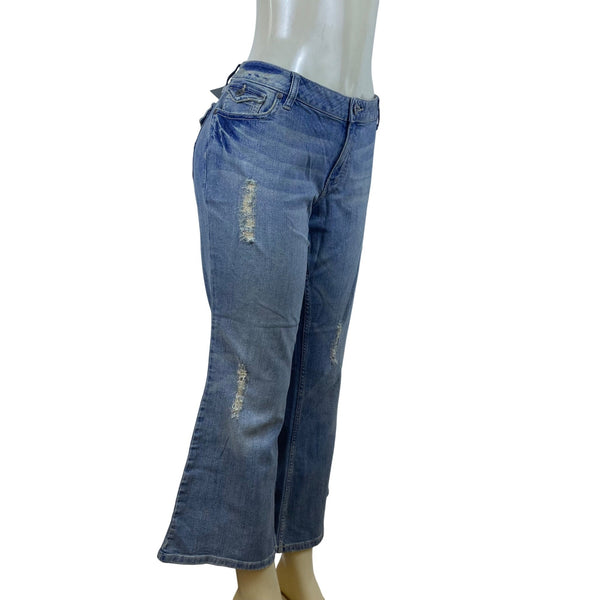Arizona Women's Blue Cotton Flare Jeans Size 17 Distressed Design - New