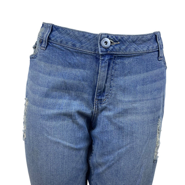 Arizona Women's Blue Cotton Flare Jeans Size 17 Distressed Design - New