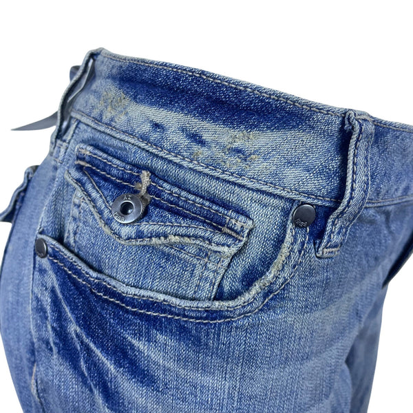 Arizona Women's Blue Cotton Flare Jeans Size 17 Distressed Design - New