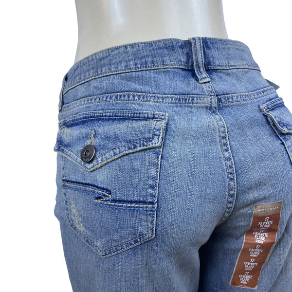 Arizona Women's Blue Cotton Flare Jeans Size 17 Distressed Design - New