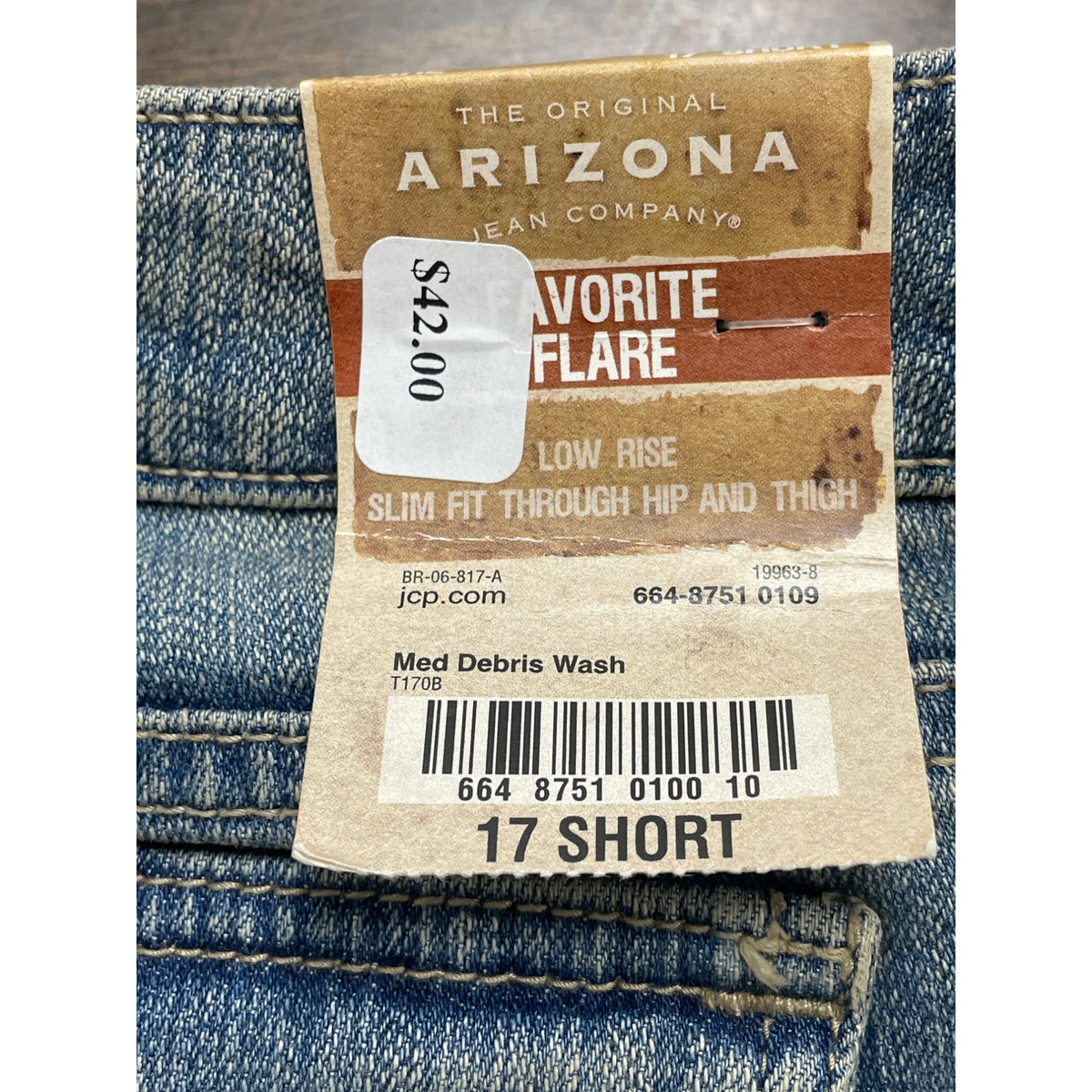 Arizona Women's Blue Cotton Flare Jeans Size 17 Distressed Design - New