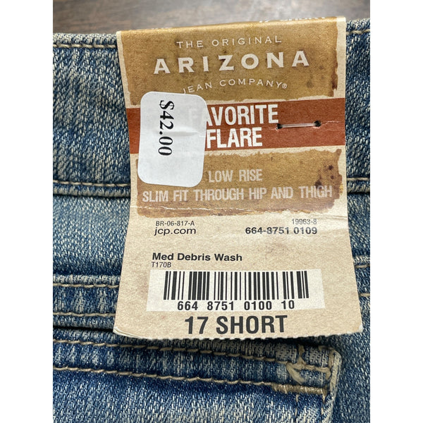 Arizona Women's Blue Cotton Flare Jeans Size 17 Distressed Design - New