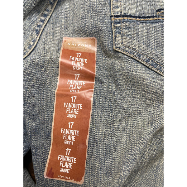 Arizona Women's Blue Cotton Flare Jeans Size 17 Distressed Design - New