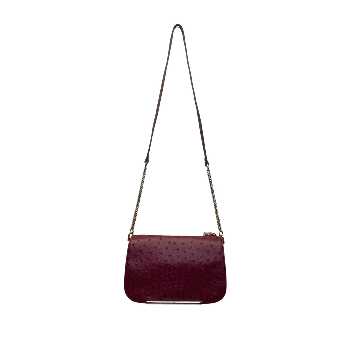 Ivanka Trump Women’s Burgundy Faux Leather Ostrich Textured Chain Crossbody Bag